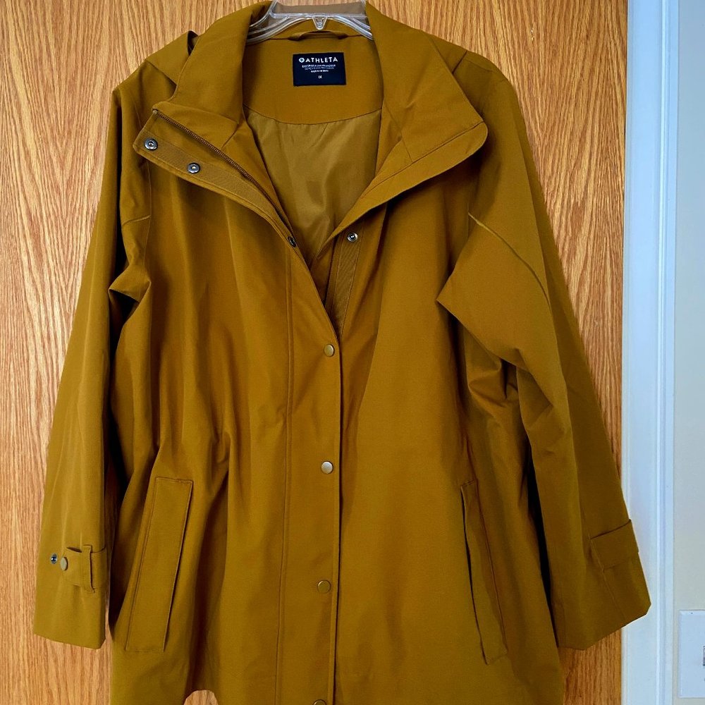 Athleta Sutro Rainout Trench coat in Mustard size 1X NWT